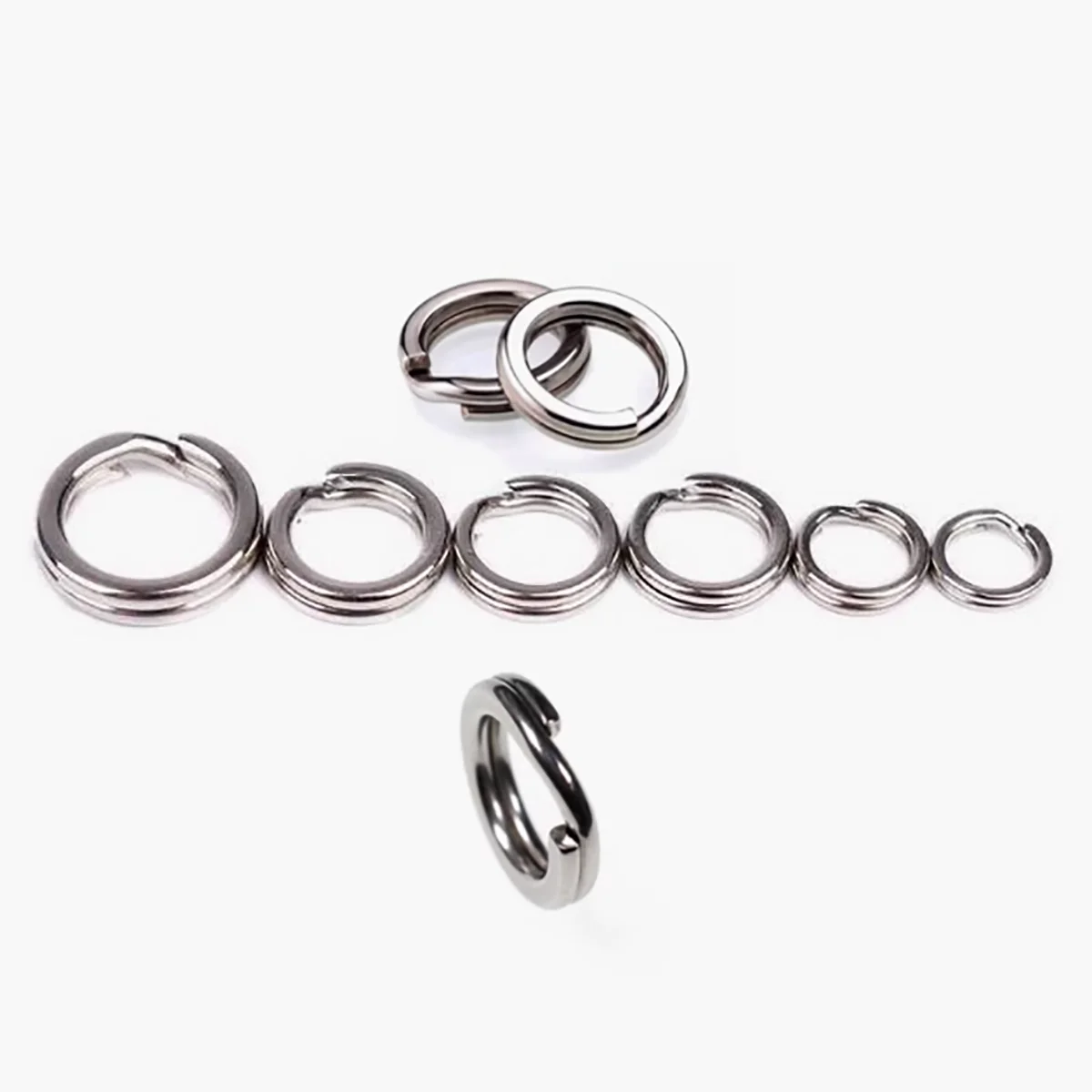 Stainless Steel Luya Flattened Double Turn Ring Road Sub-circle Fake Bait Connector Ring Steel Ring Fishing Gear Accessories