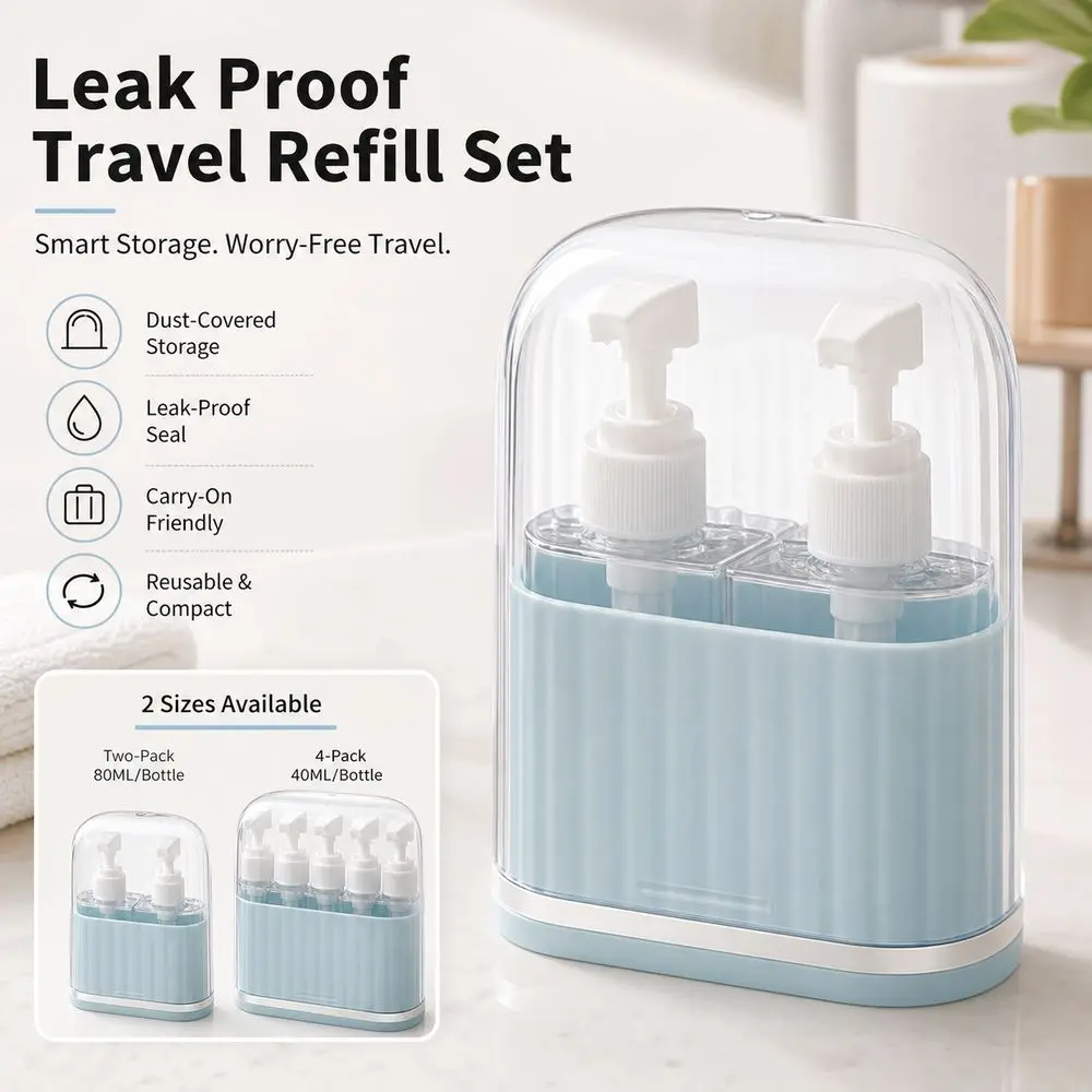 Portable 4 In 1 Toiletry Bottles Set Leak Proof Reusable Travel Size Bottles Travel Size Empty Split Bottle Set For Camping