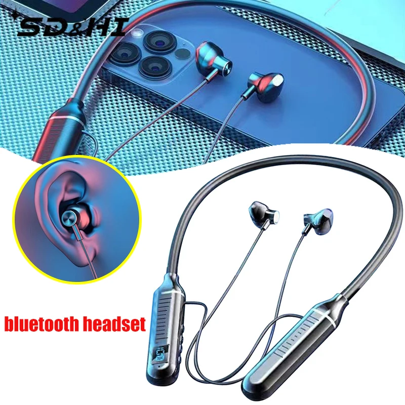 1PCS Bluetooth 5.2 Wireless Headsets Support TF Card Play HiFi Stereo Headphones LED Waterproof Earbuds Long Standby Time