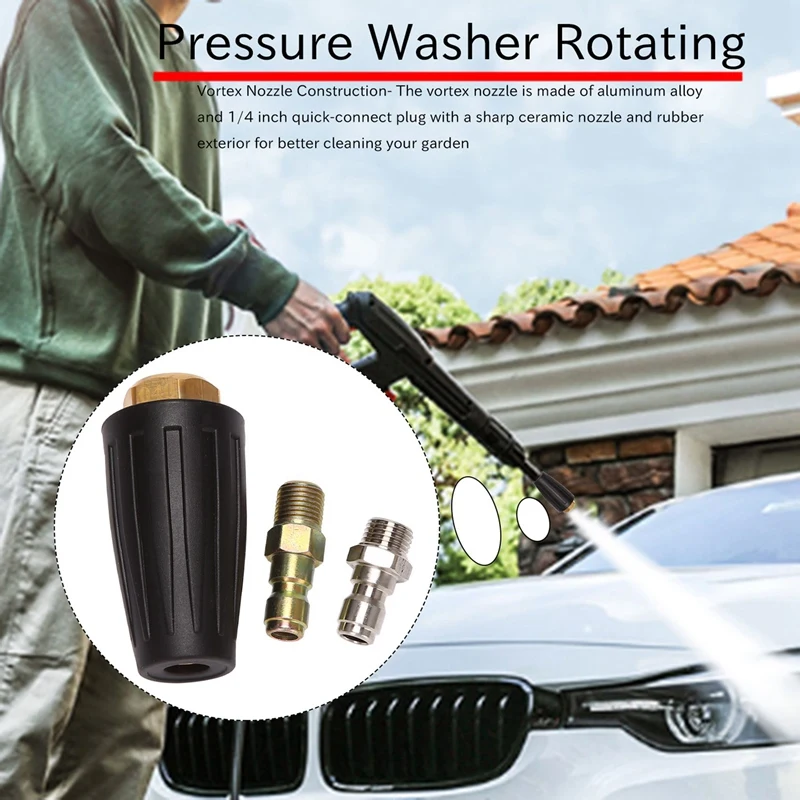 Pressure Washer Rotating Spray Turbo Nozzle Universal For Hot And Cold Water 3,000 Psi, 3.0 Orifice, 3.0 Gpm With 1/4 Inch Quick