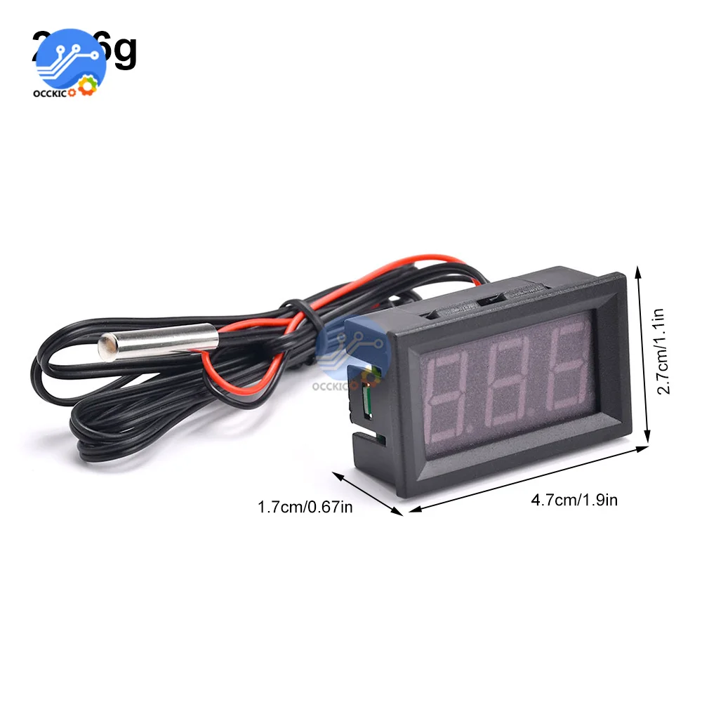 Mini termômetro LED digital para carro, Medidor de painel monitor de temperatura, Faixa de medição 50-120C com sonda de temperatura, DC4 ~ 30V