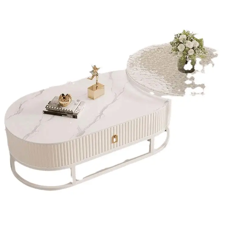

Rock slab coffee table, cream style living room, simple and modern small coffee table