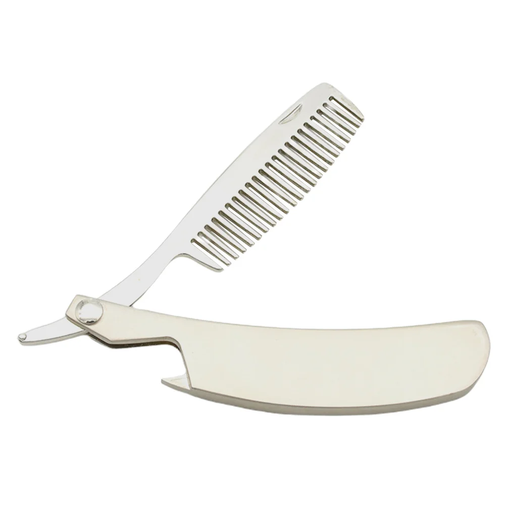 

Zinc Alloy Beard Comb Foldable Portable Small Size Skin Friendly Massage Scalp Blood Circulation Relief Headache Hairdressing
