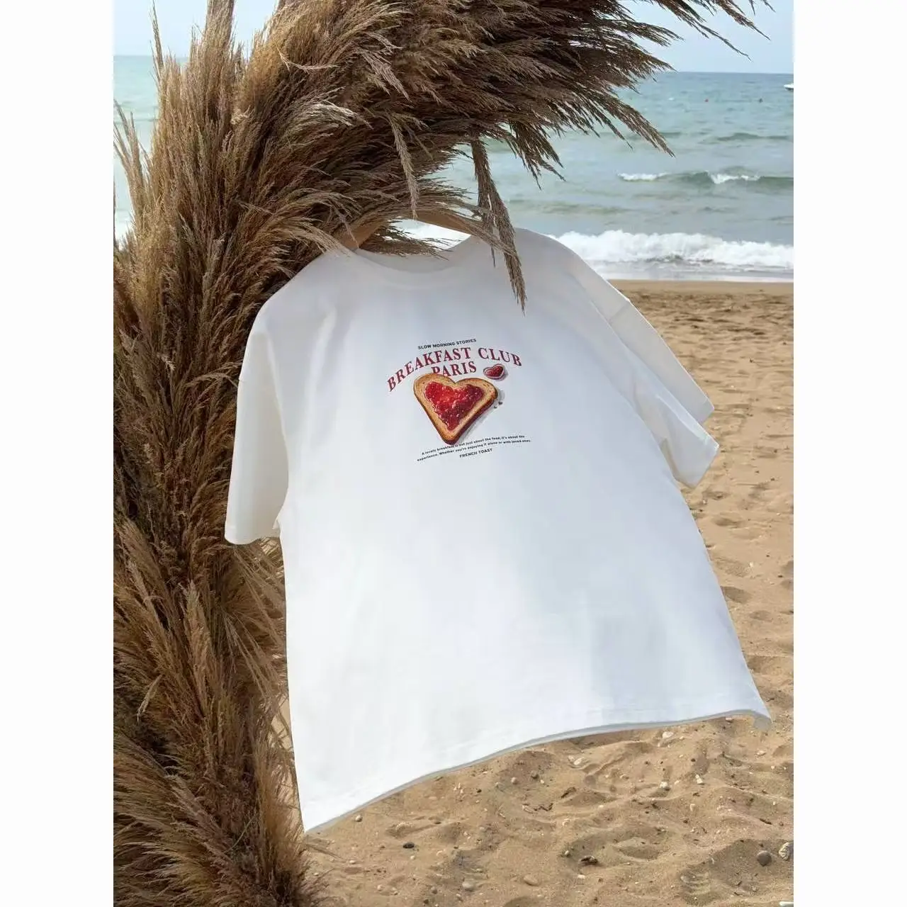 Camiseta holgada informal para mujer, 100% americano de algodón puro con estampado de Granada en forma de corazón Retro de dibujos animados para vacaciones de verano