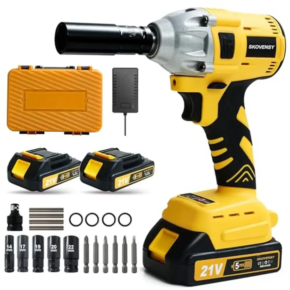 Cordless Impact Wrench Set 258Ft-lb Torque Electric Power Gun 2 Batteries Car Repair Tool Kit