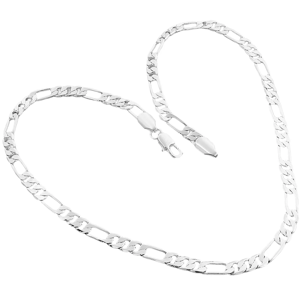 Figaro JONecklace pour Homme et Femme, Bijoux Fantaisie, Argent 925, 16-30 po, Longueur 4mm, Largeur, Cadeaux, 1 Pc