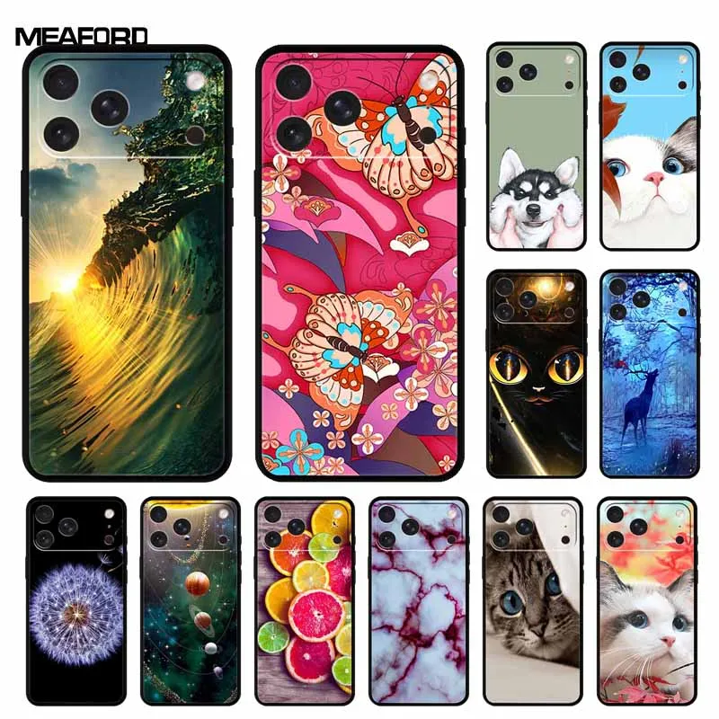 Coque de téléphone pour iPhone 18 Pro Max, motif chat de dessin animé, étui de protection souple en TPU de luxe, coque Kitty