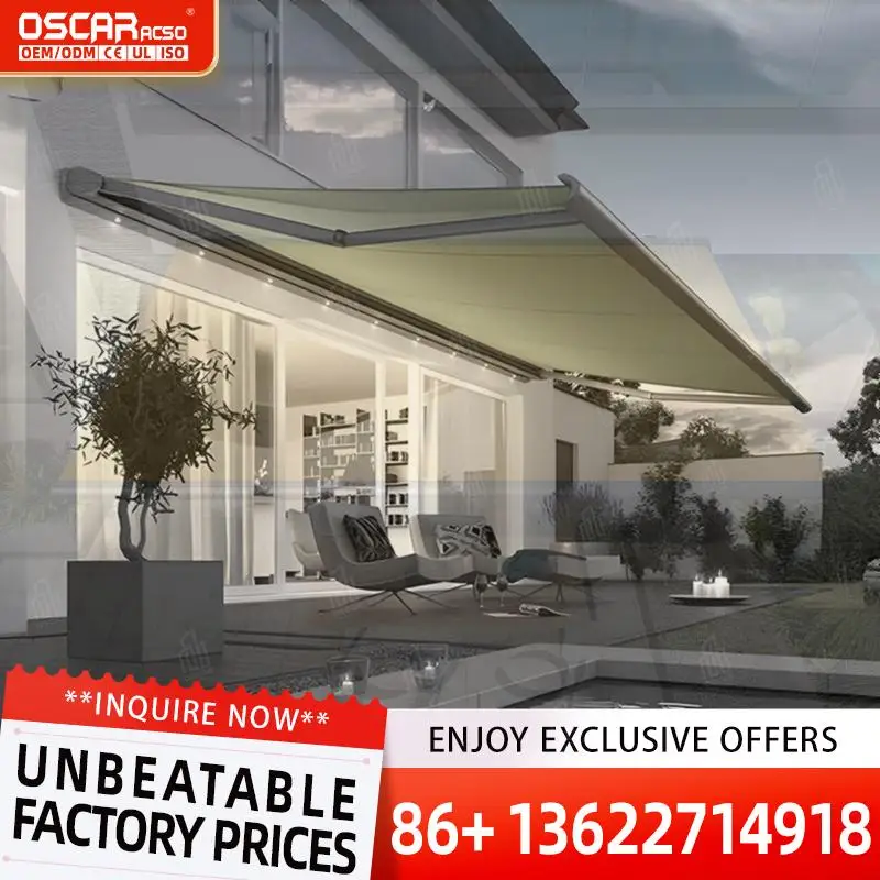 

Outdoor Automatic Rolling Retractable Aluminum Frame Awning Side Canopy for Door Use in Garden Patio Balcony Retractable Awning