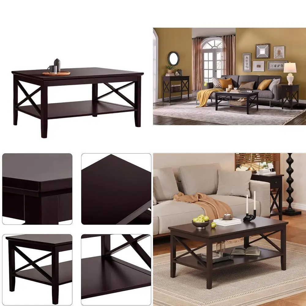 

Sturdy Wooden Coffee Table with Ample Storage for Living Room, 40 inches Wide