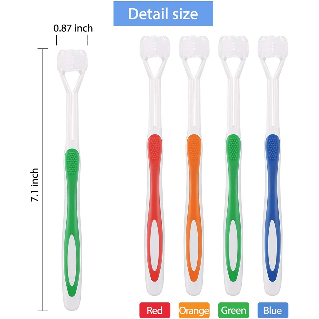 

4 Pieces 3-sides Toothbrush Assortment Nonslip Tooth Brush Mouthcare