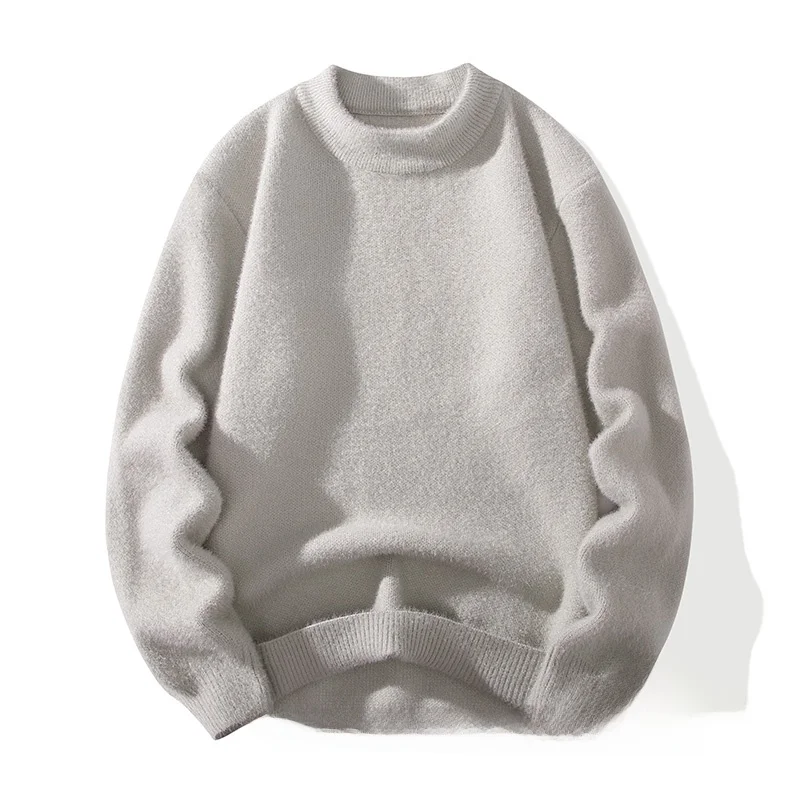 

Мужской трикотажный джемпер с круглым вырезом, свободного кроя, теплый, базовый, для многослойных образов, осенне-зимний, модный, повседневный, простой, универсальный, с длинным рукавом