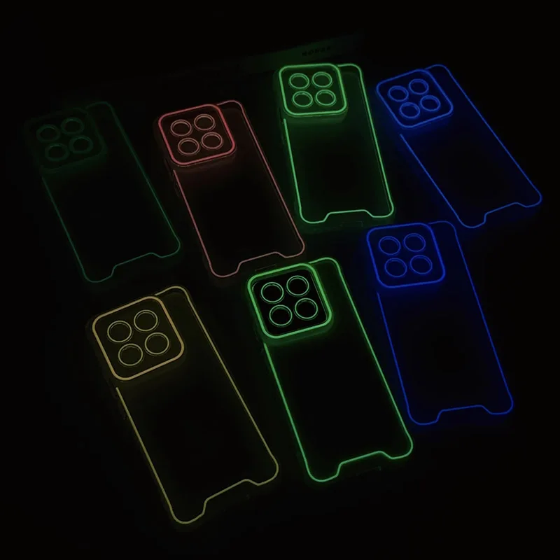 Mi13 14Pro Luminous  Glowing Night  Phone Case For Xiaomi Mi 13 14 Pro Night Light Case Back Cover 7 Colors For Mi 14 Pro