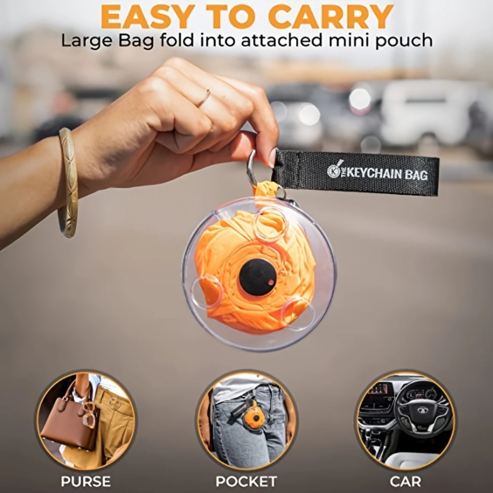 1pc Shopping Bag With Storage Case And Lock Foldable Durable Lightweight Roll Up Space Saving Disc Design for retail stores image 2