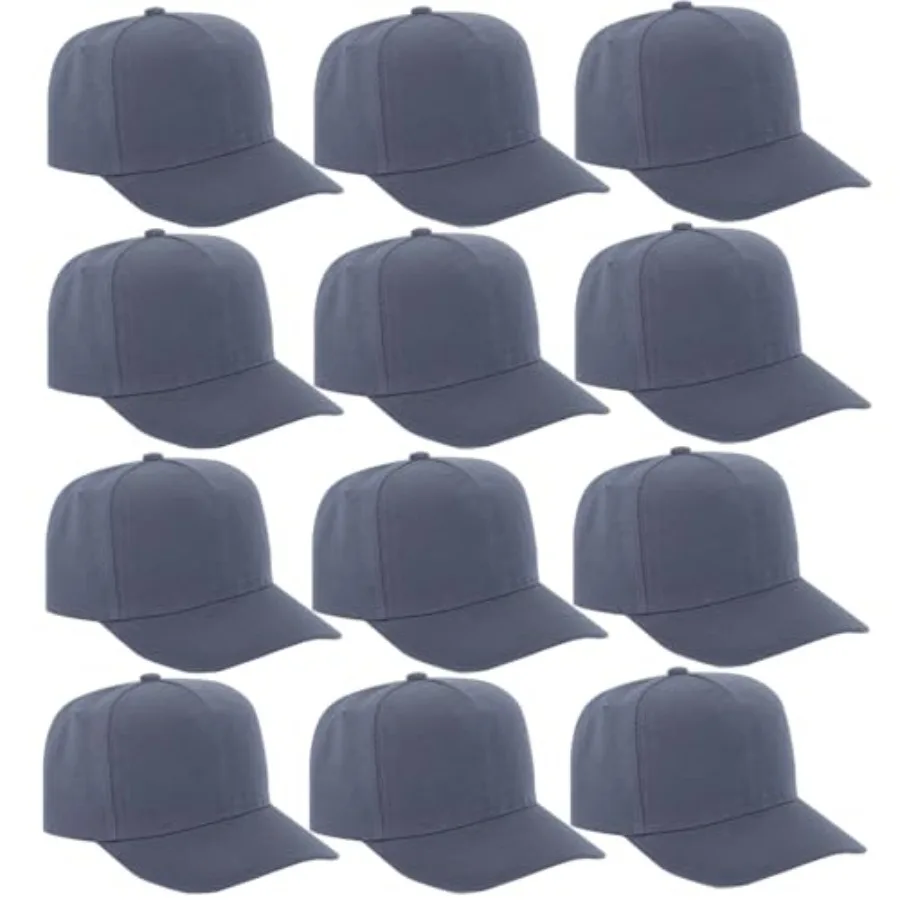 

12 PC 5 Panel Baseball Caps Bulk Wholesale Hats with Customizable DIY Design One-Size-Fits-All Adjustable Fit Perfect for Sport