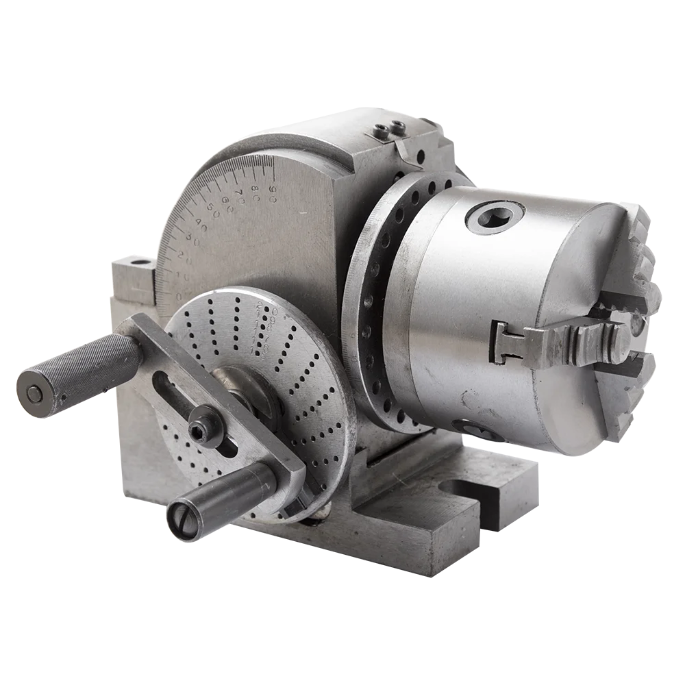 Perlengkapan Mesin Bor dan Frais dengan Kepala Indexing Ganda BS100/4 Inch, Pelat Indexing Vertikal dan Horizontal