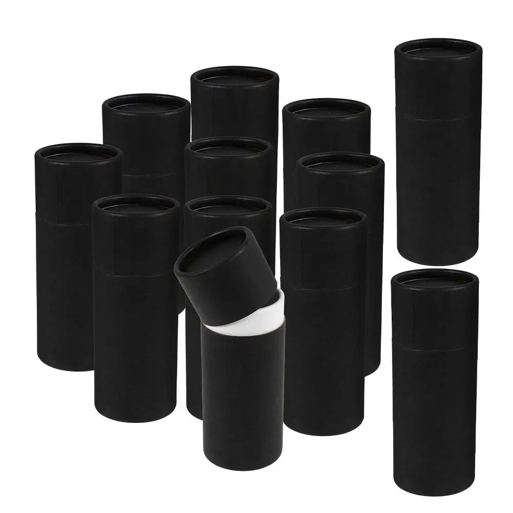 12 Pcs Paper Tube Packaging Box Craft Tubes Mailing Poster Cardboard with Caps Black