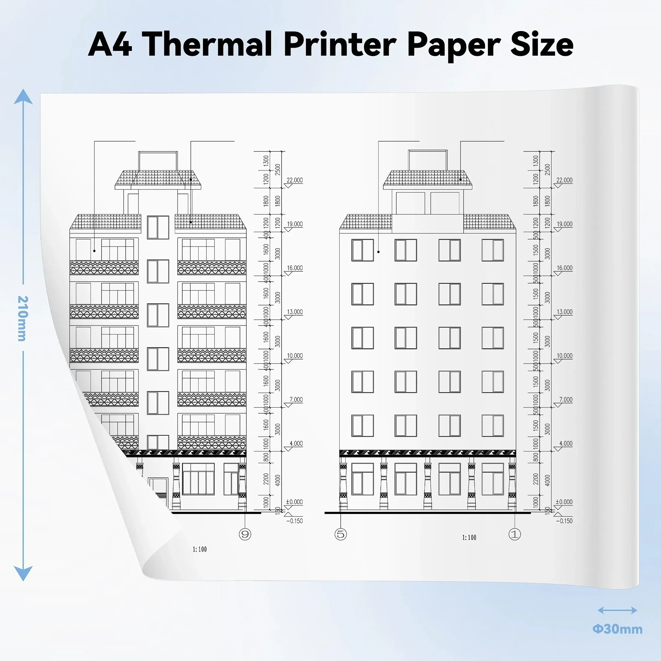 Impresora térmica doblada A4, rollo de papel para impresión A40, papel térmico de secado rápido para fotos, papel de transferencia de impresión PDF