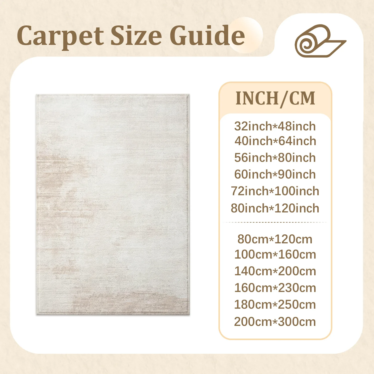 Large Indoor Area Rug, Soft Velvet Low Pile with Non-Slip Dotted Backing, Machine Washable, Light Neutral Distressed Textured Floor Rug for Living Room, Bedroom, Entryway