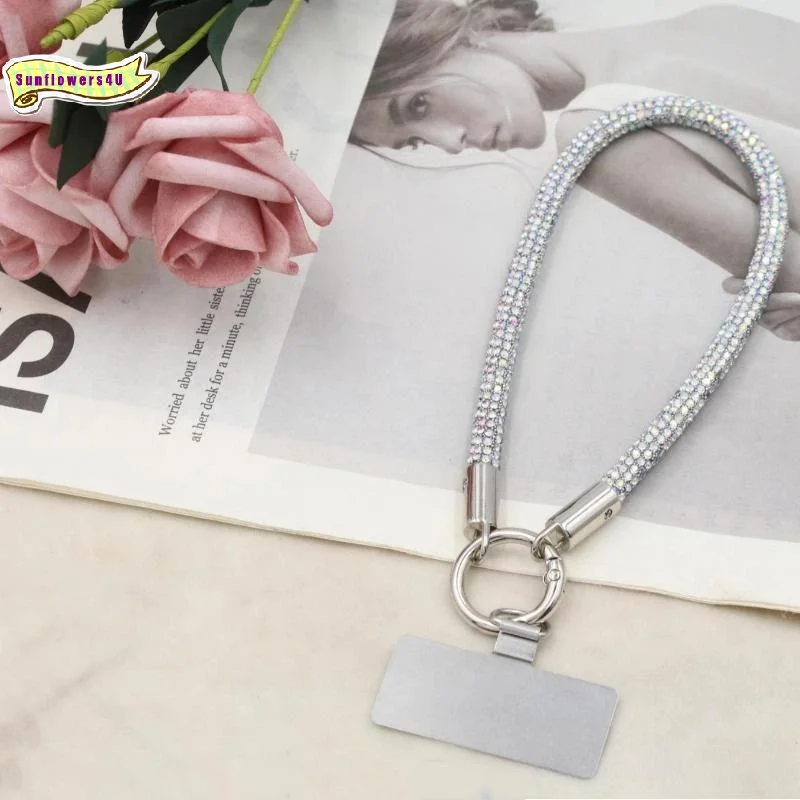 Glitter Bling Rhinestone Phone Wrist Strap Anti-Lost Decorative Universal Lanyard for Teen Girls School Trip Gift Choice
