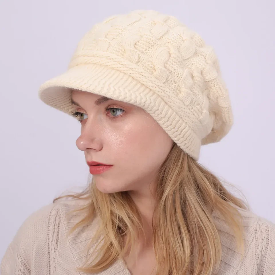 Fried Dough Twists Knit Hat Plush Thickened Warm Wool Hat Suitable for outdoor wind protection in autumn and winter, image 4