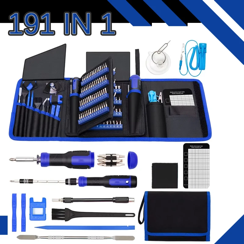 طقم مفك برغي 191 في 1 مفك براغي متعدد البت أداة تحسين المنزل طقم تصليح إلكتروني للهاتف الخليوي للكمبيوتر