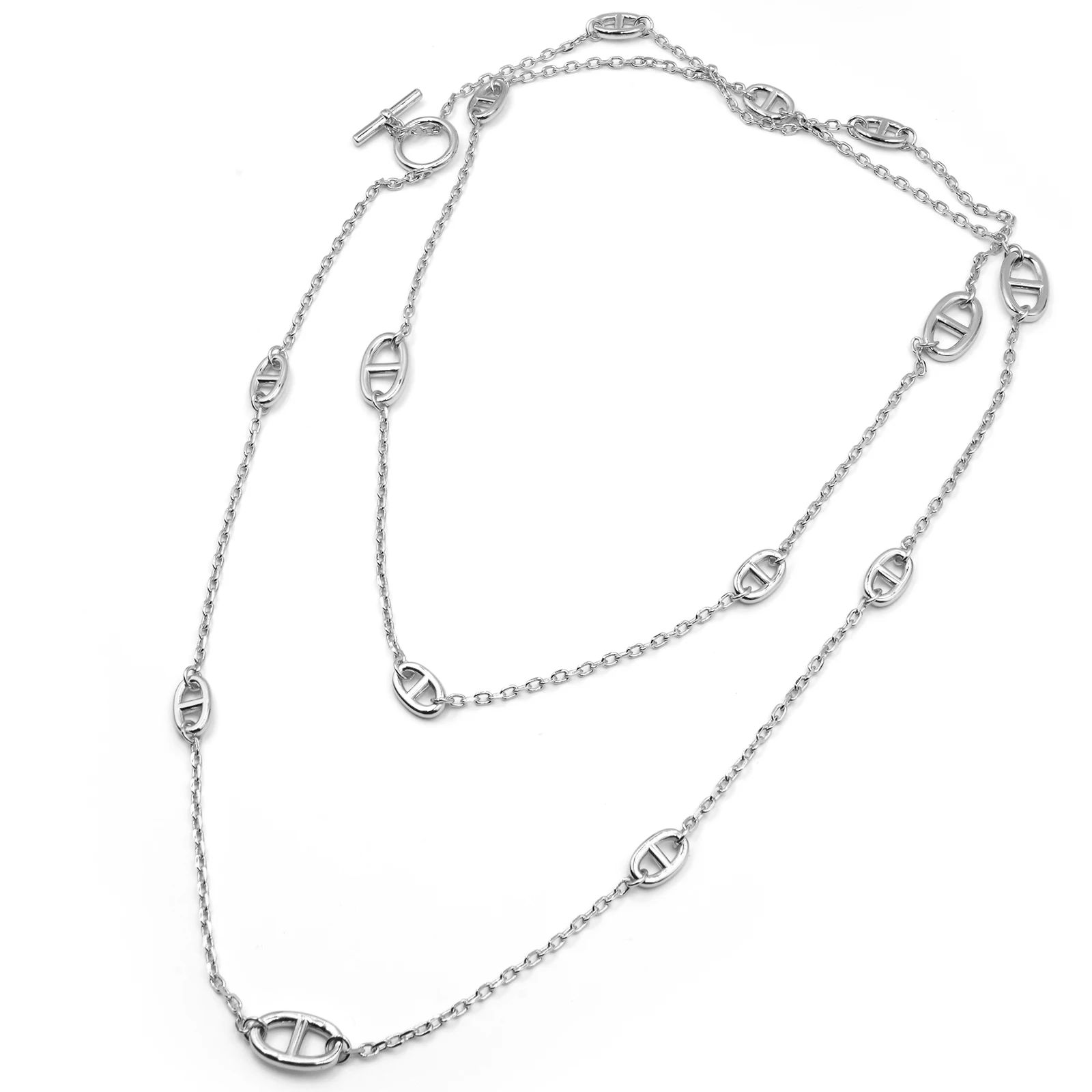 

Luxury Designer Jewelry Pig Nose H Long Necklace sweater chain 80cm 120cm 160cm with O-T Clasp 18k Gold Plated Brass for Women