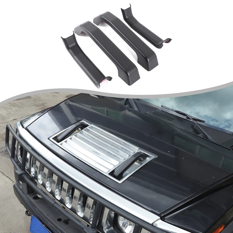 

For Hummer H2 2003-2009 Car Hood Top Handle Decorative Cover ABS Black/Glossy Car Modification Accessories