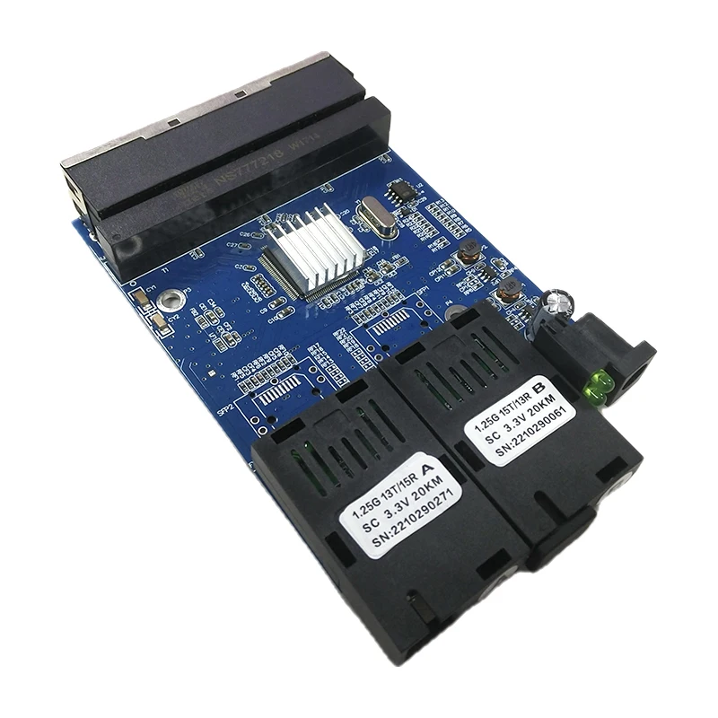 Placa de PCBA de modo único, 2F4E, 4 RJ45 y 2 puertos de fibra SC, interruptor de fibra Gigabit, 1,25G, placa 4RJ45, UTP 2, SC, Ethernet