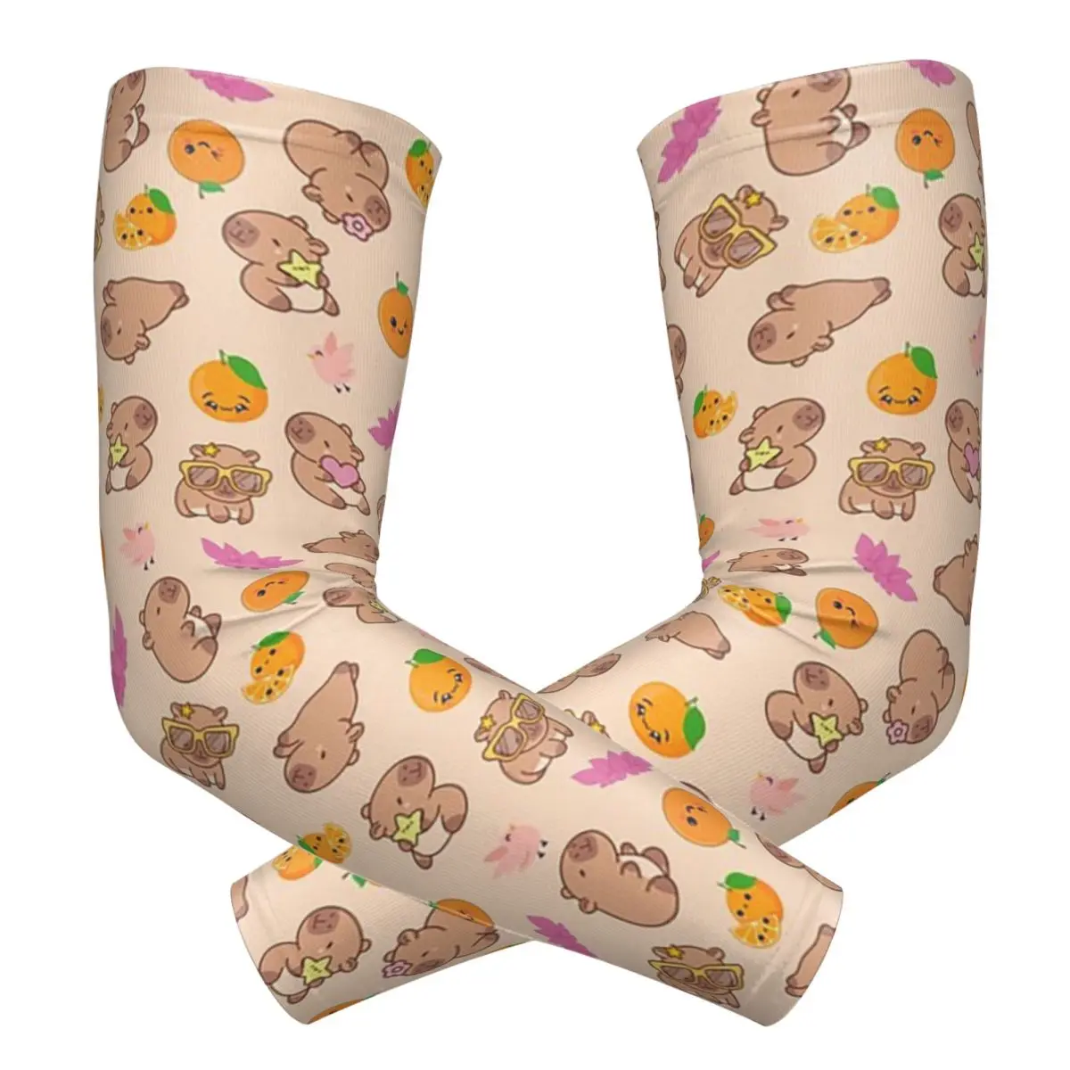 Cute Capybara Pattern Outdoor Arm Sleeves Sun UV Protection Cover Summer Cycling Tattoo Sleeves