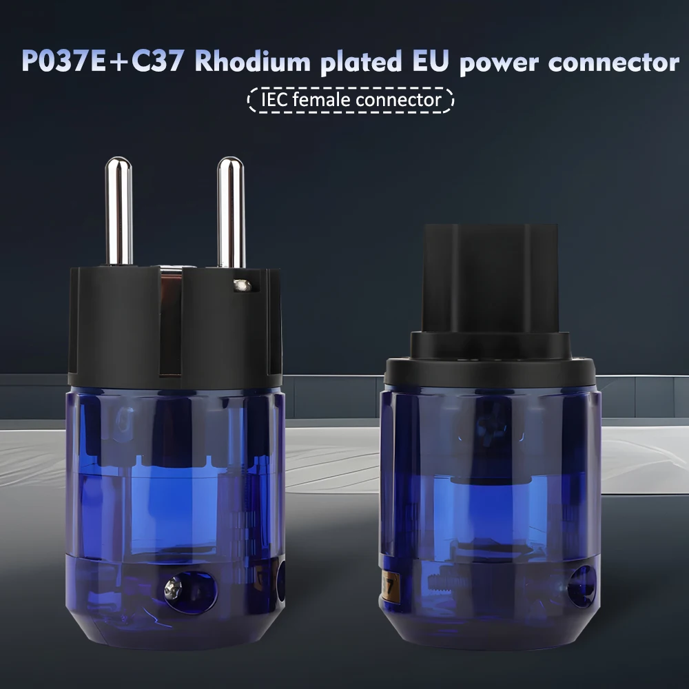 

P-037(BR) Hifi Audio Amplifier Power Line EU/US Plugs Rhodium Plated IEC Male/Female Connecter for DIY Speaker Main Power Cable