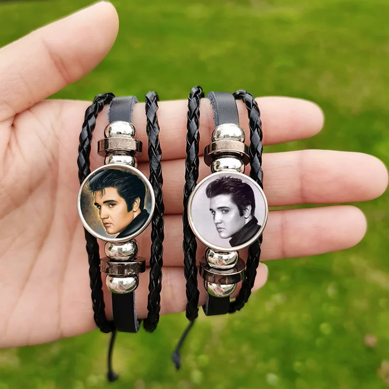 Rock Star Elvis Bracelet For Men Women Fans Fashion Music Singer Poster Handmade Bracelets Bangles Charm Wristband Gift Souvenir