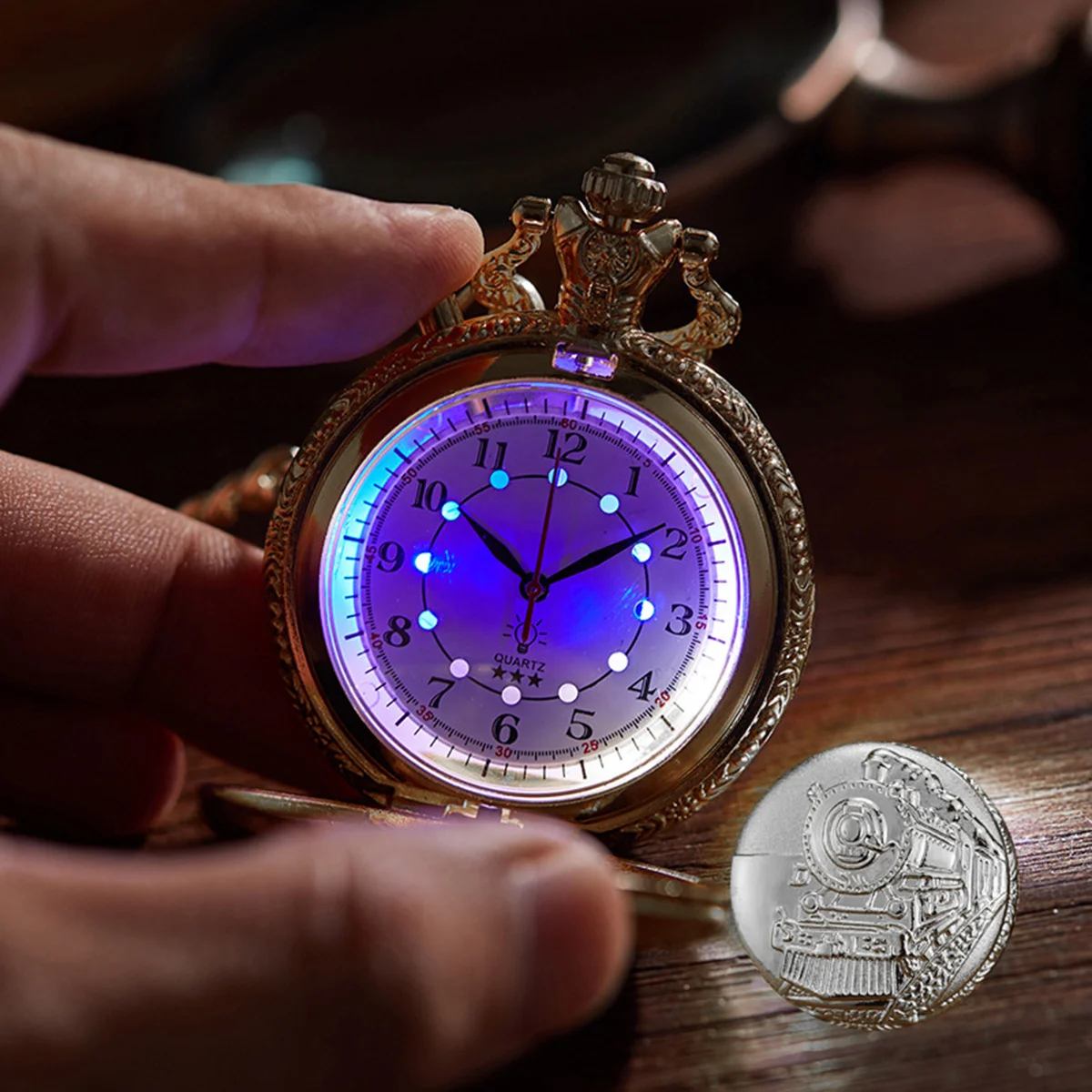 خمر ساعة الجيب الفضة قاطرة تصميم الإبداعية يختتم سلسلة صدرية ساعة الطراز القديم ريترو ستايل للرجال الهدايا #3
