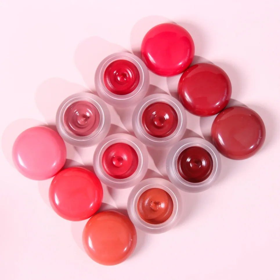 Small Round Jar Mushroom Lip Mud Lipstick Private Label Vegan Makeup Blush Custom Logo Wholesale