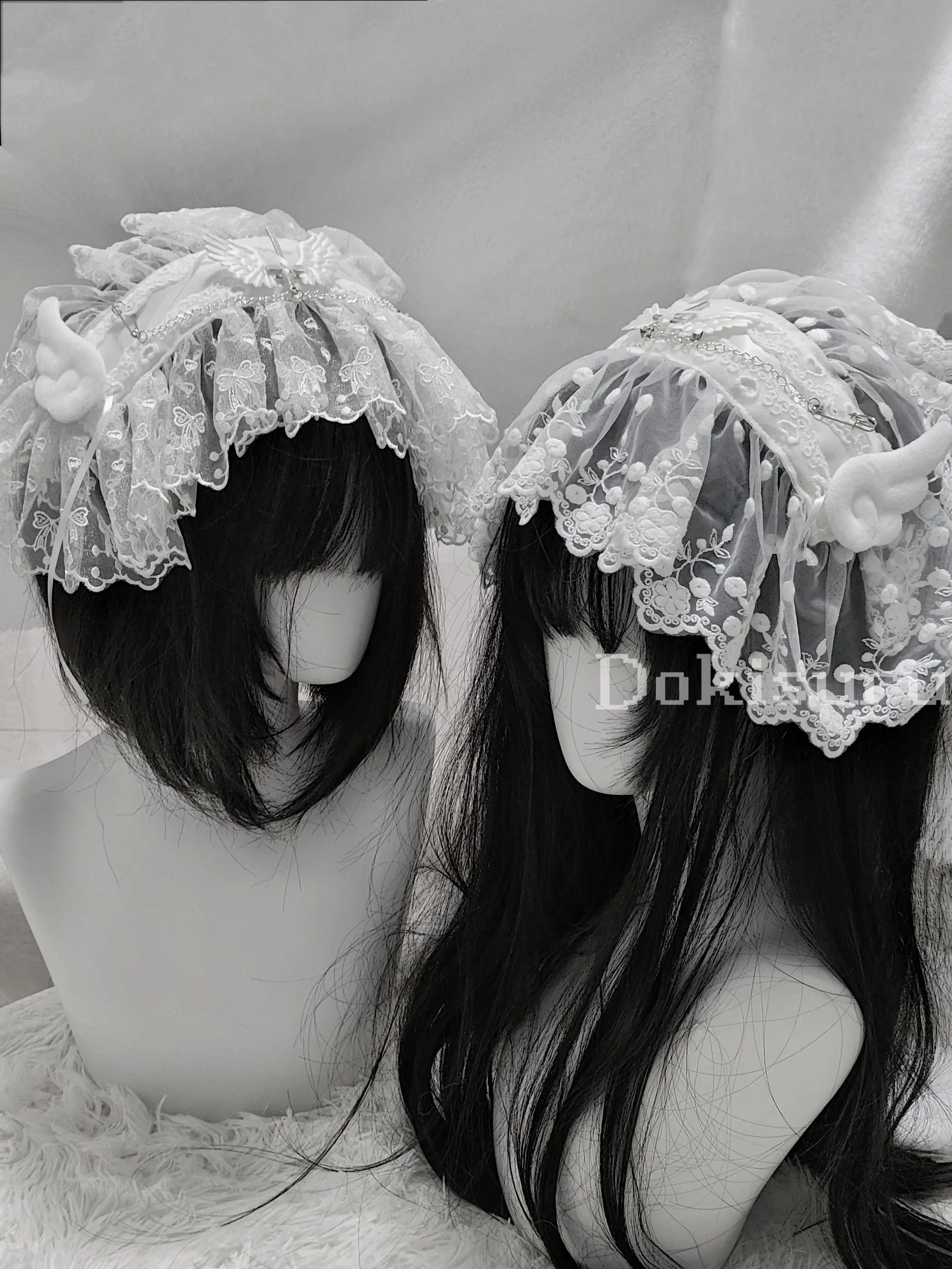 

Japanese style Anime cosplay lace Hair Band Oversized Wide Cross Head Wrap lolita Headdress Angel Headwear