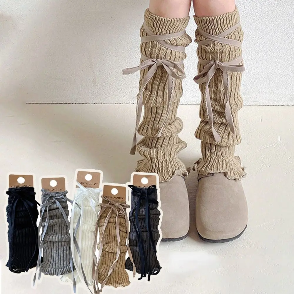 Solid Color Kids Lace Leg Warmers Elastic Lace Trim Lolita Style Socks Knitted Soft Fabric Elastic Tube Socks Winter Season