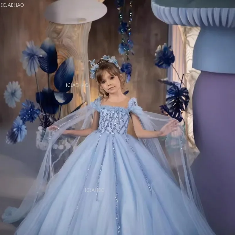 

Girls Black Off Shoulder Party Dress Piano Performance Birthday Model Runway Evening Formal Children Long Sleeve Pageant Gown