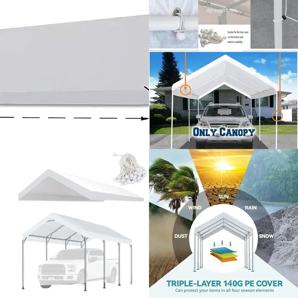 Toldo para carport mejorado de 20' x 10' - Blanco, para refugio de automóvil o tienda de campaña para fiestas (sin marco)