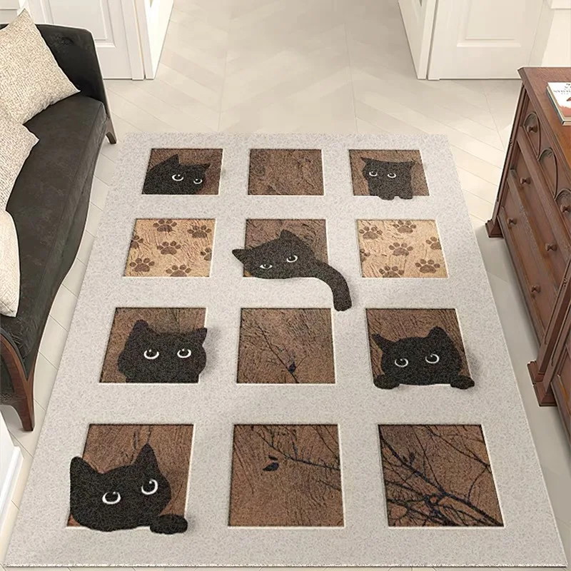 

Outdoor Indoor Welcome Mat,Black Cat 3D Door Mat, Non-Slip Easy to Clean Front Rug,Entrance Rectangular Carpet for high Traffic