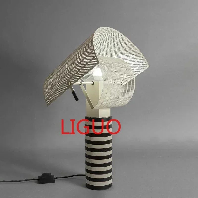 Modern Stripe Grid Shogun Table Lamp, Desk Light, Quarto, Sala de estar, Exposição, Hotel, Arte LED, Branco e Preto Lâmpadas, Designer