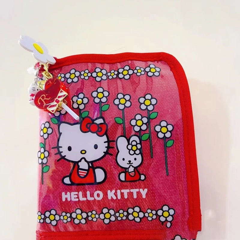 Borsa per carte retrò giapponese Hello Kitty Porta carte d'identità portaoggetti Kawaii Porta carte di credito con forcina Decorazione Affascinante regalo di compleanno