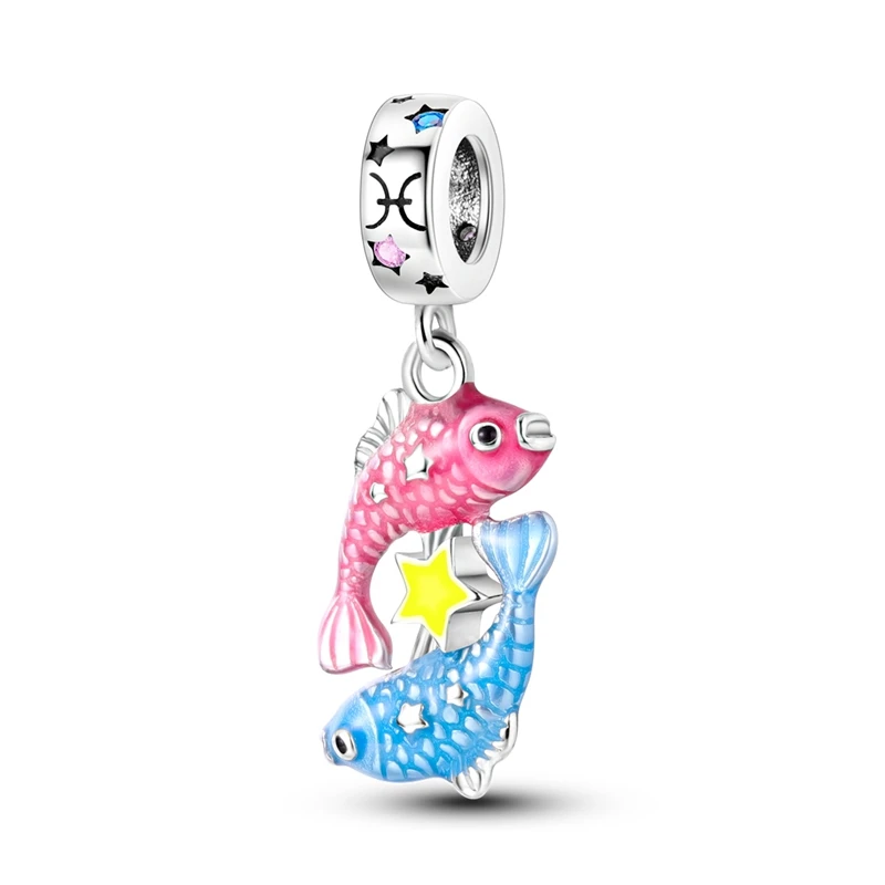 Zwölf Sternbilder, Sternzeichen, 925er Sterlingsilber, Vintage-Sternzeichen-Perlen, fluoreszierende Charms, passend für Original-Armbänder – Detail 11