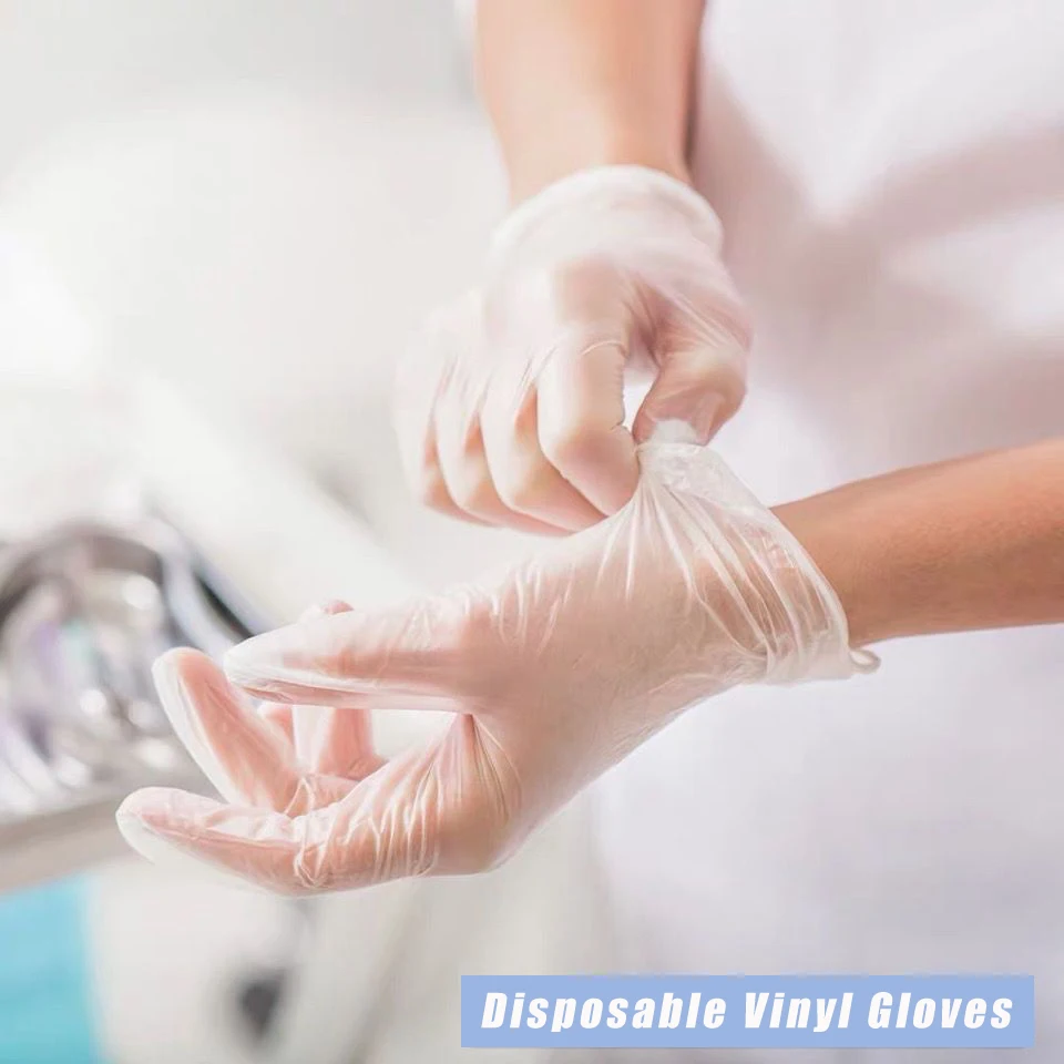 Disposable Vinyl Examination Gloves Cleaning Home Kitchen Work PVC Protective Gloves Thicken 20 50 100 pcs Small Medium Large