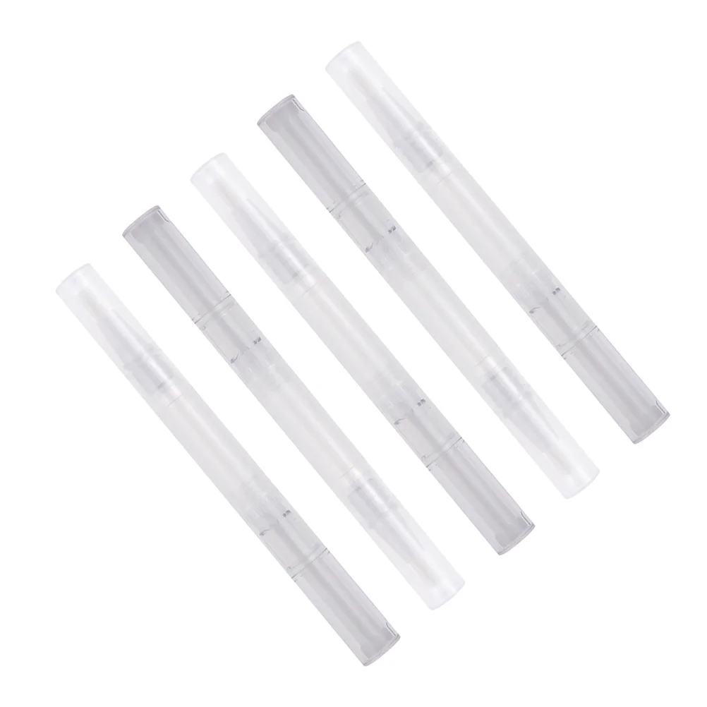 

5pcs 3Ml Transparent Empty Nail Oil Pen Brush Tip Applicator For Lip Gloss Essential Oils Eyelash Growth Portable