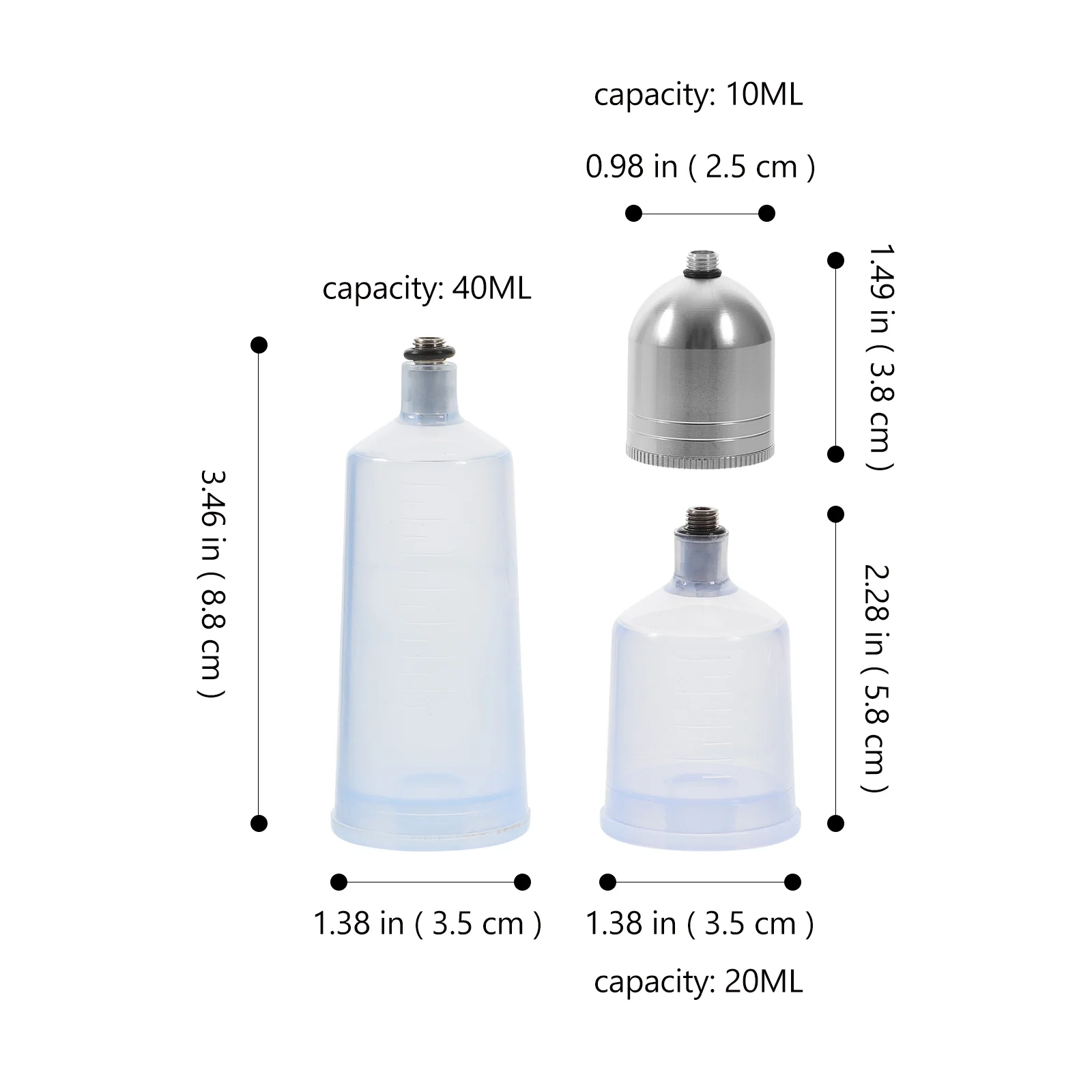 3 Pcs Airbrush Replacement Pot Paint Portion Bottle Dispenser Water Glass Cup Storage Bottles Container Filling Empty