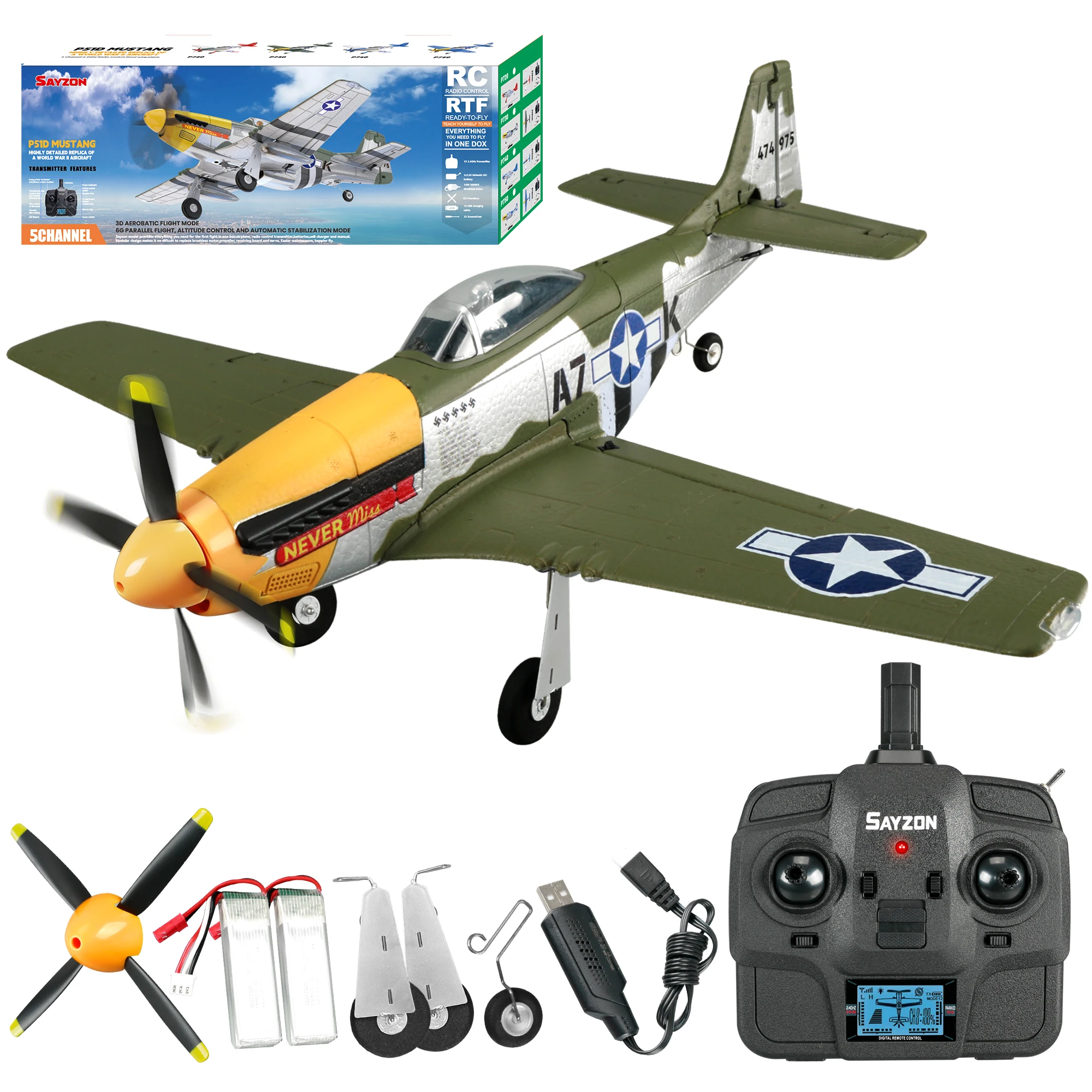 

Newest 5CH RC Airplane 2.4G P51D Mustang Fixed Wing Foam Aircraft 3D/6G With Gyroscope And Brushless Motor Outdoor Fighter Toys