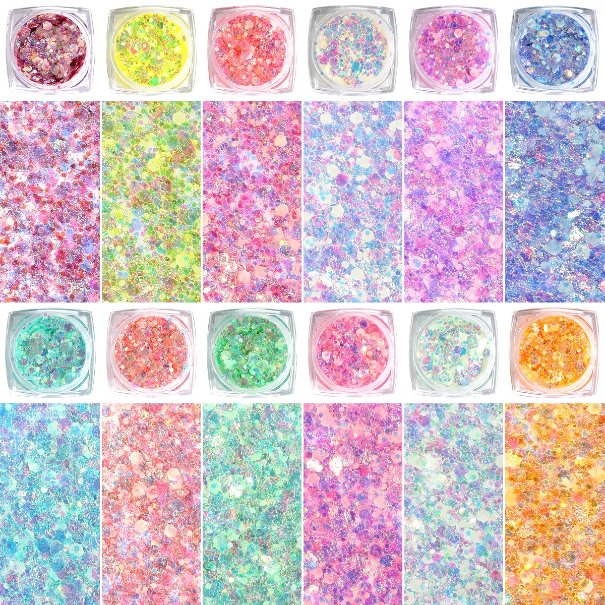 Bowitzki 12 cores que brilham no escuro glitter gel rosto glitter corpo glitter gel cabelo glitter gel uv glitter ou raves festivais ﻿