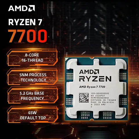 AMD Ryzen 7 7700 100% Brand New AMD R7 7700 Gaming CPU 8-Core 16-Thread Up to 5.3GHz Socket AM5 AMD Desktop Processor