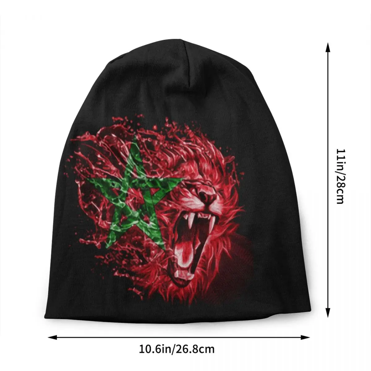 Custom Moroccan Flag Morocco Lion Skullies Beanies Caps For Men Women Unisex Hip Hop Winter Warm Knitted Hat Adult Bonnet Hats