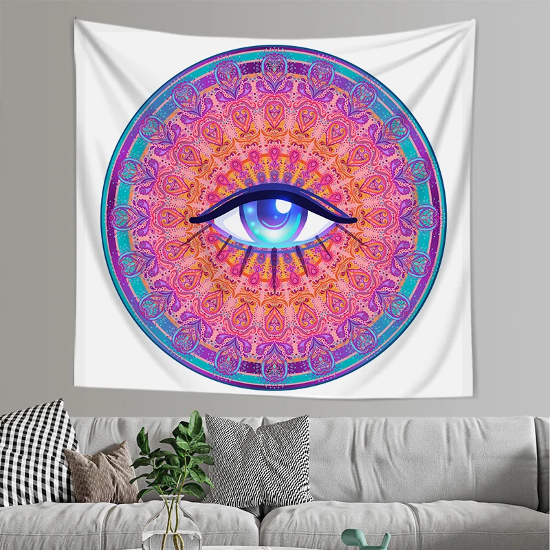 Indian Buddha Statue Meditation Chakra Tapestry Wall Hanging Mandala Cloth Psychedelic Yoga Carpet Boho Decor Polyester Fabrics