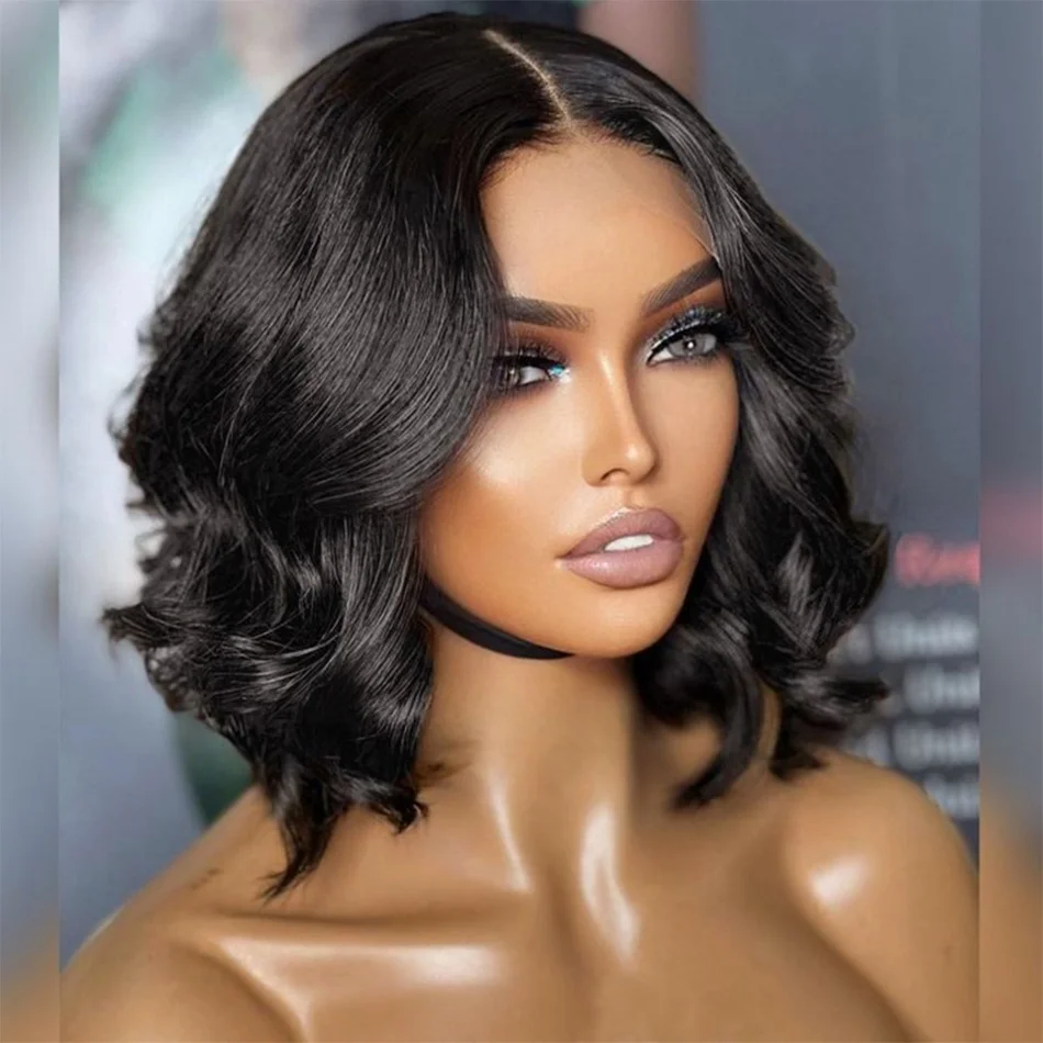 Brazilian Bob Body Wave Wigs 13x4 Transparent Lace Front Human Hair Loose Wave Short Wig 200% Density Lace Frontal Remy Wigs